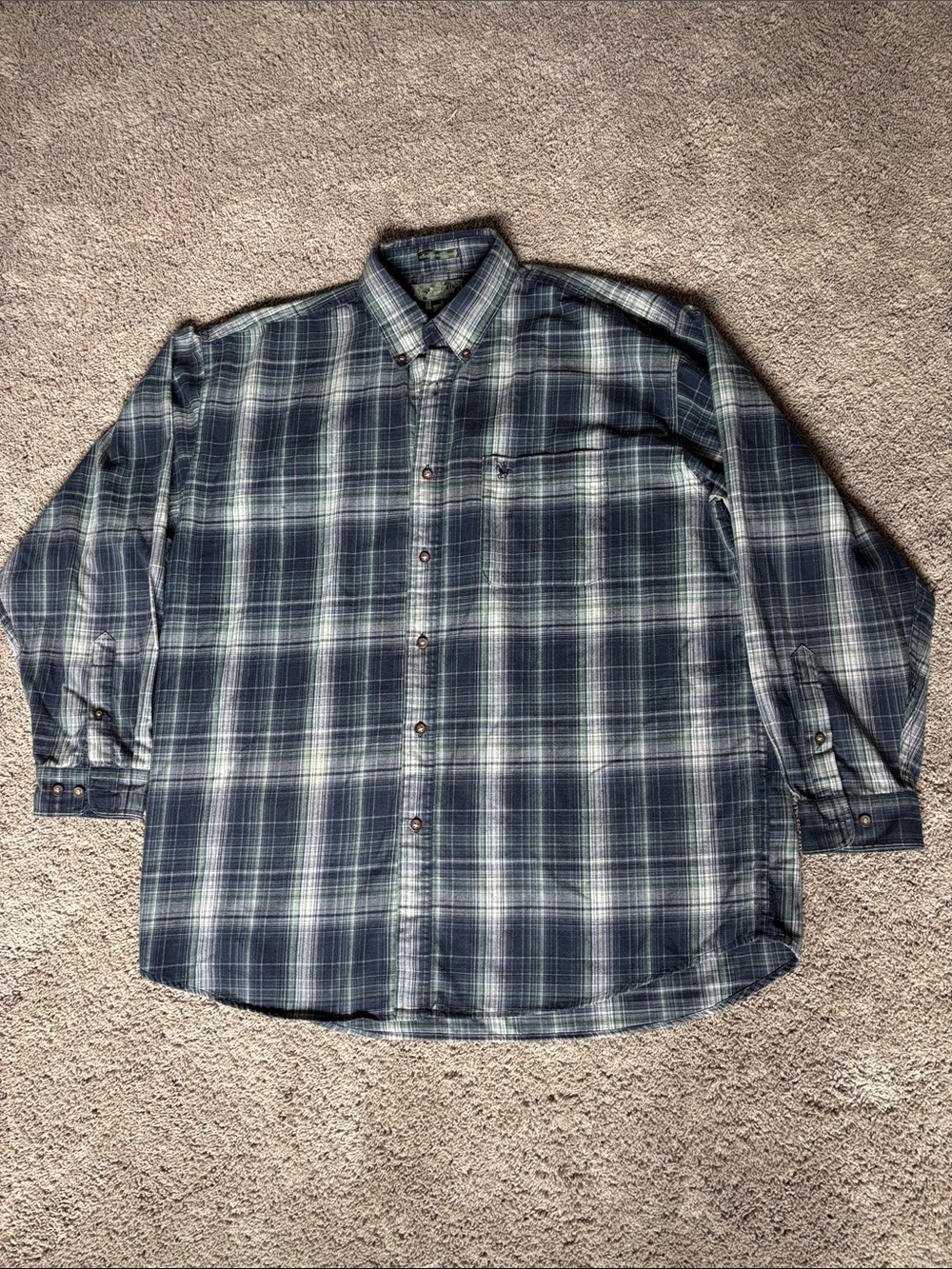 Vintage Men's Blue Plaid Button-Down Shirt Knights of the Round Table L
